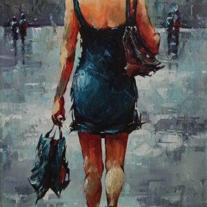Jesień Marian, Shopping, Akryl Na Płótnie, 50x25 Cm